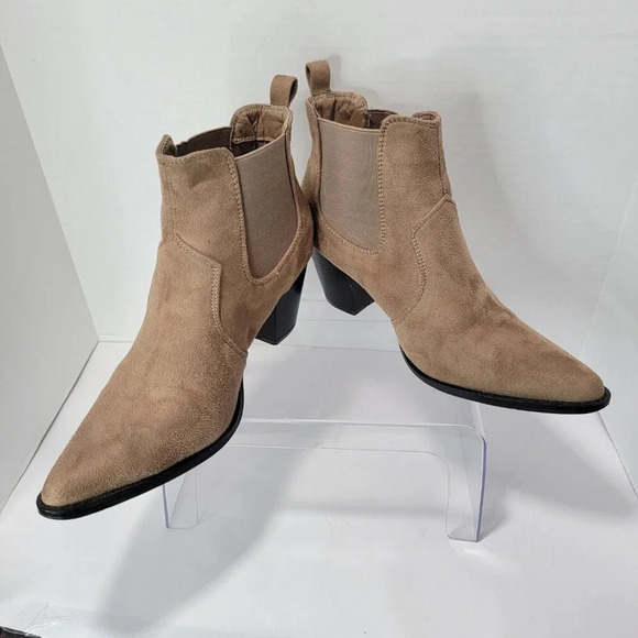 MaxMuxun Women's Chunky Heel Ankle Boots Western Booties Faux Leather Vegan - Picture 5 of 12